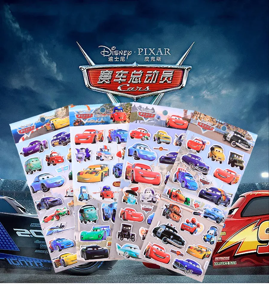 Disney Classic toy PVC new 3D Lightning McQueen car mobilization kindergarten reward stickers removable stickers murals Toys