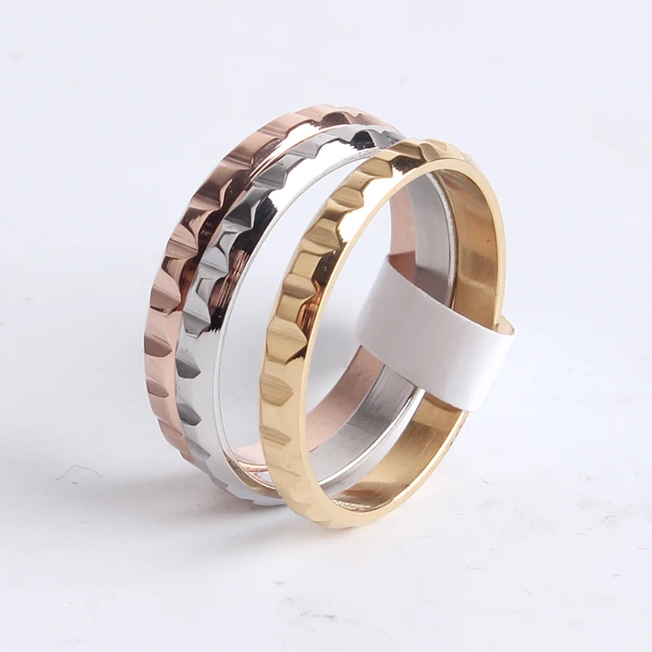 

free shipping 3mm three ring gear 316l Stainless Steel finger rings for women men wholesale