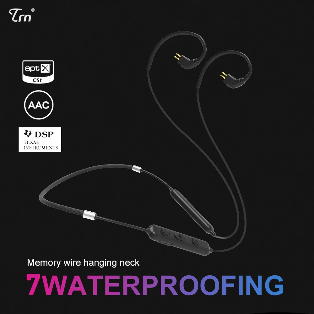 

TRN wireless Bluethooth Earphone Cable 2PIN/MMCX IPX7 Waterproof Upgraded Wire For TRN V10/V20/V60/V80 Multifunction Connector