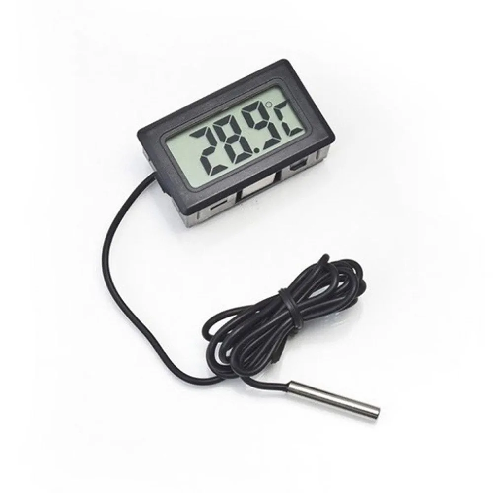 50 до 110 термометр NTC Мини цифровой ЖК-дисплей для салона автомобиля измеритель температуры инструменты термометр датчик температуры - Цвет: Wire Black