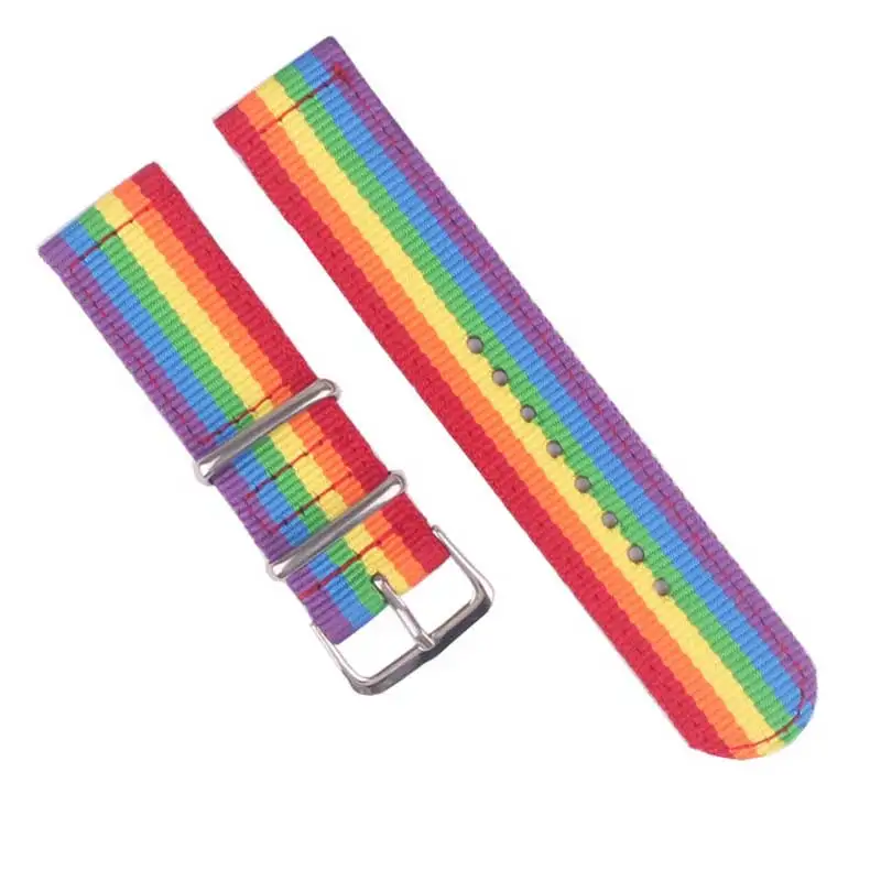 

Selling 20mm nylon watch strap high quality 22mm watch band Rainbow stripe color dw18mm nato strap canvas Watch Belts