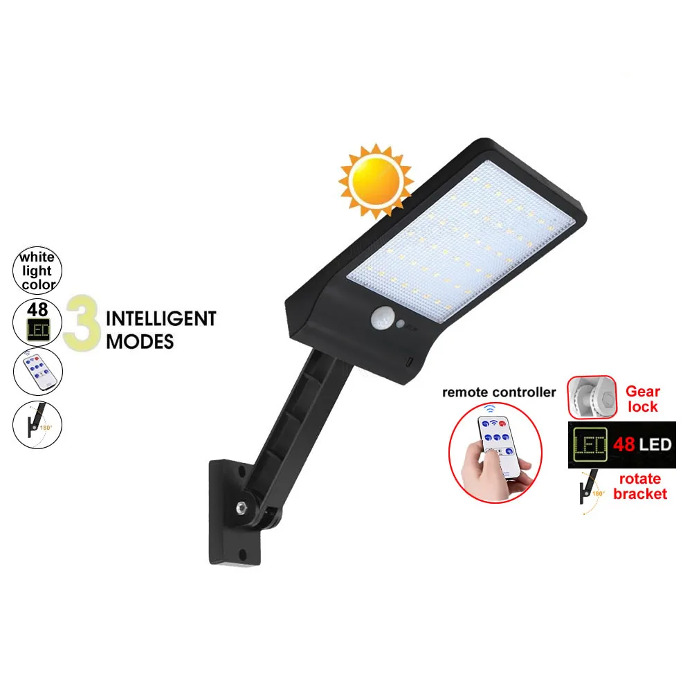 

48 LED Solar Light Waterproof Outdoor remote control PIR Motion Sensor Lights Outdoors IP65 Garden Lamp