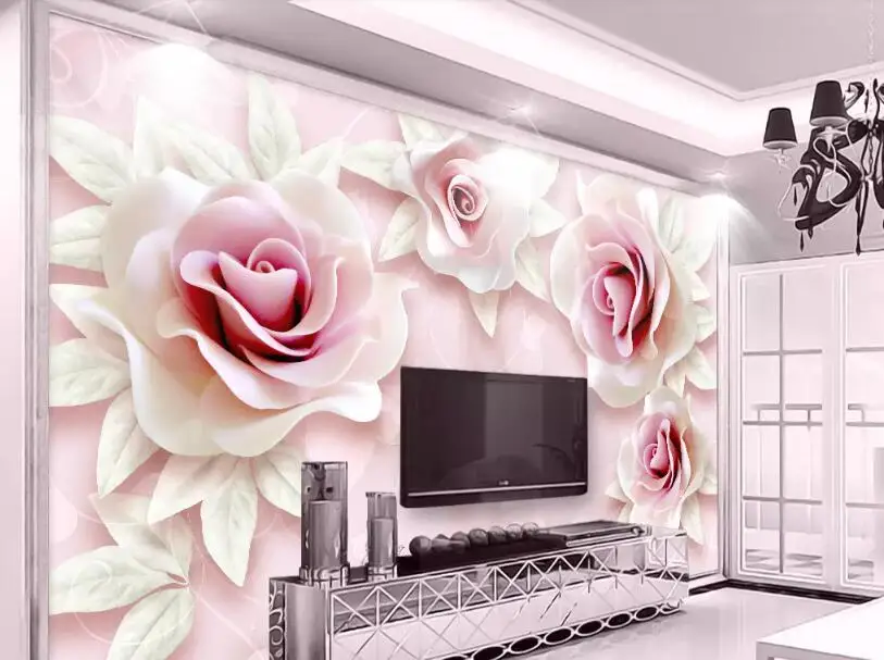 Beibehang обои для детской комнаты свежие и простые 3d тисненые Розовые розы обои ТВ фон обои для стен 3 d
