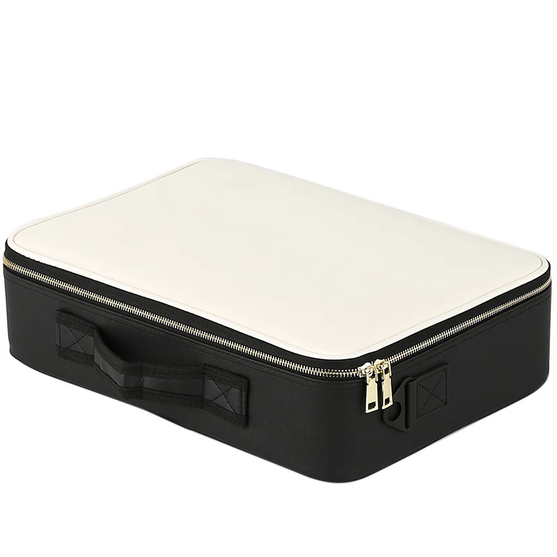 Goede Lederen Clapboard Cosmetische Tas Professionele Make Up Box Grote Capaciteit Opslag Handtas Reizen Insert Toilettas Make Up Koffer