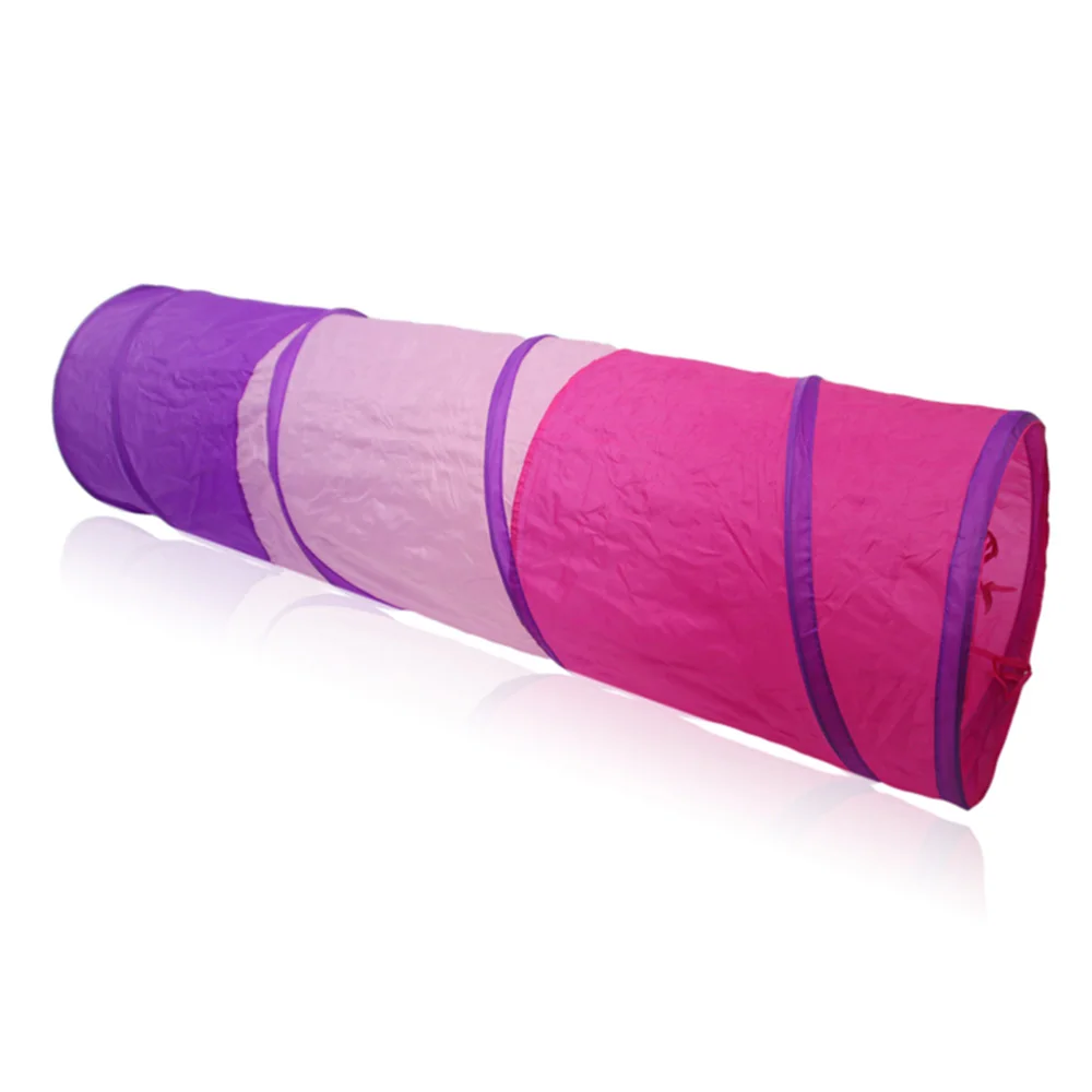 Портативный складной игрушечный тент для детей, Детский трехцветный тоннель красного, розового и фиолетового цветов, костюм для игр в помещении и на открытом воздухе