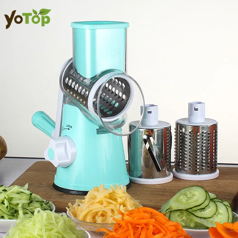 YOTOP Vegetable Mandoline Slicer Potato Julienne Carrot Cutter Cheese Grater Round Stainless Steel Blades Kitchen Tool