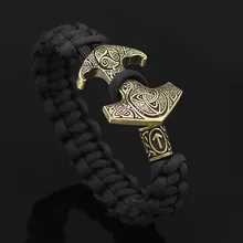 Скандинавский Викинг мифологический один Ворон Тотем лунавин бусы браслет-амулет человек черная Веревка плетение древний медный браслет