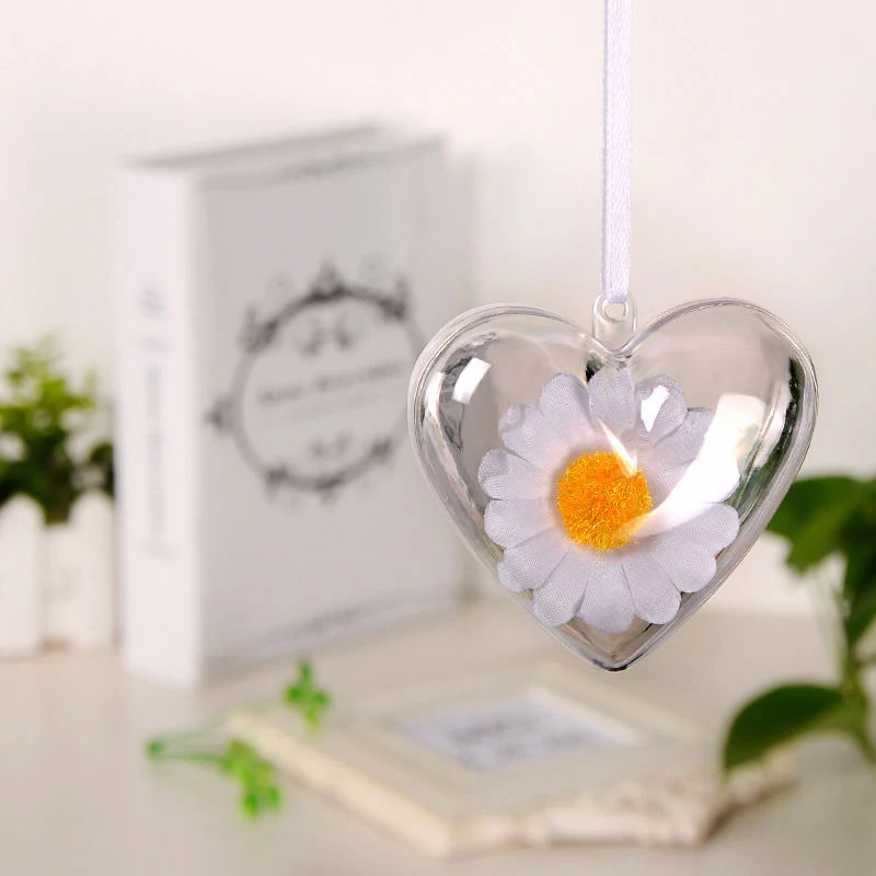 

Transparent Flower Preservation Container Plastic Hollow Heart Shape Ball Candy Box for Christmas Tree Hanging Home Decor P30