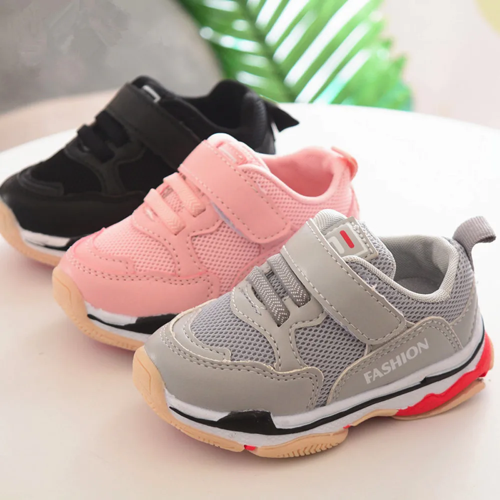 Toddler Children Kids Baby Sport Running Shoes Letter Solid Mesh Shoes