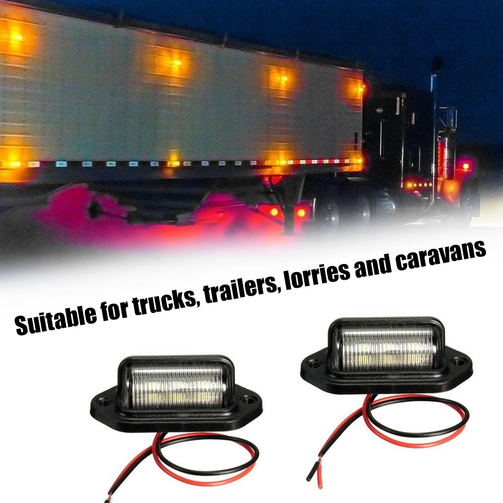 2pcs Trailer Truck Sidelights Clearance Side Marker Light License Plate Lamp with 6 LED Lights