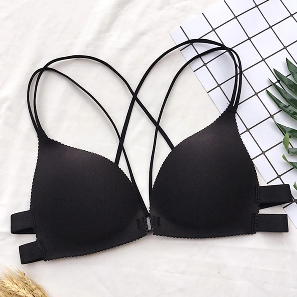 Women Front Closure Padded Back Beautify Bra Sexy Wire Free Ladies Push Up  Gift