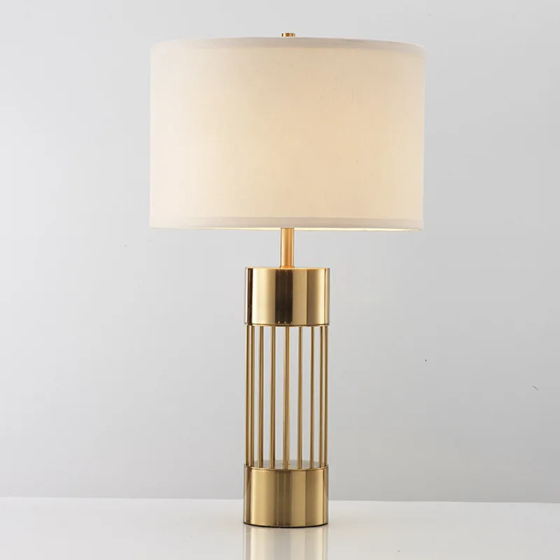 

LukLoy Modern Table Lamps for Living Room Family Bedroom Bedside Gold Metal Desk Lamp with White Fabric Shade Decorative Light