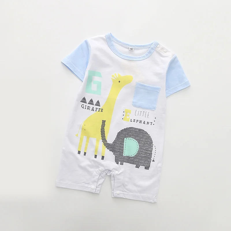 

Summer Newborn Baby Boy Romper Short Sleeve Jumpsuit Cartoon Cute giraffe Printed Baby Rompers Baby Clothes 3 6 9 12 M