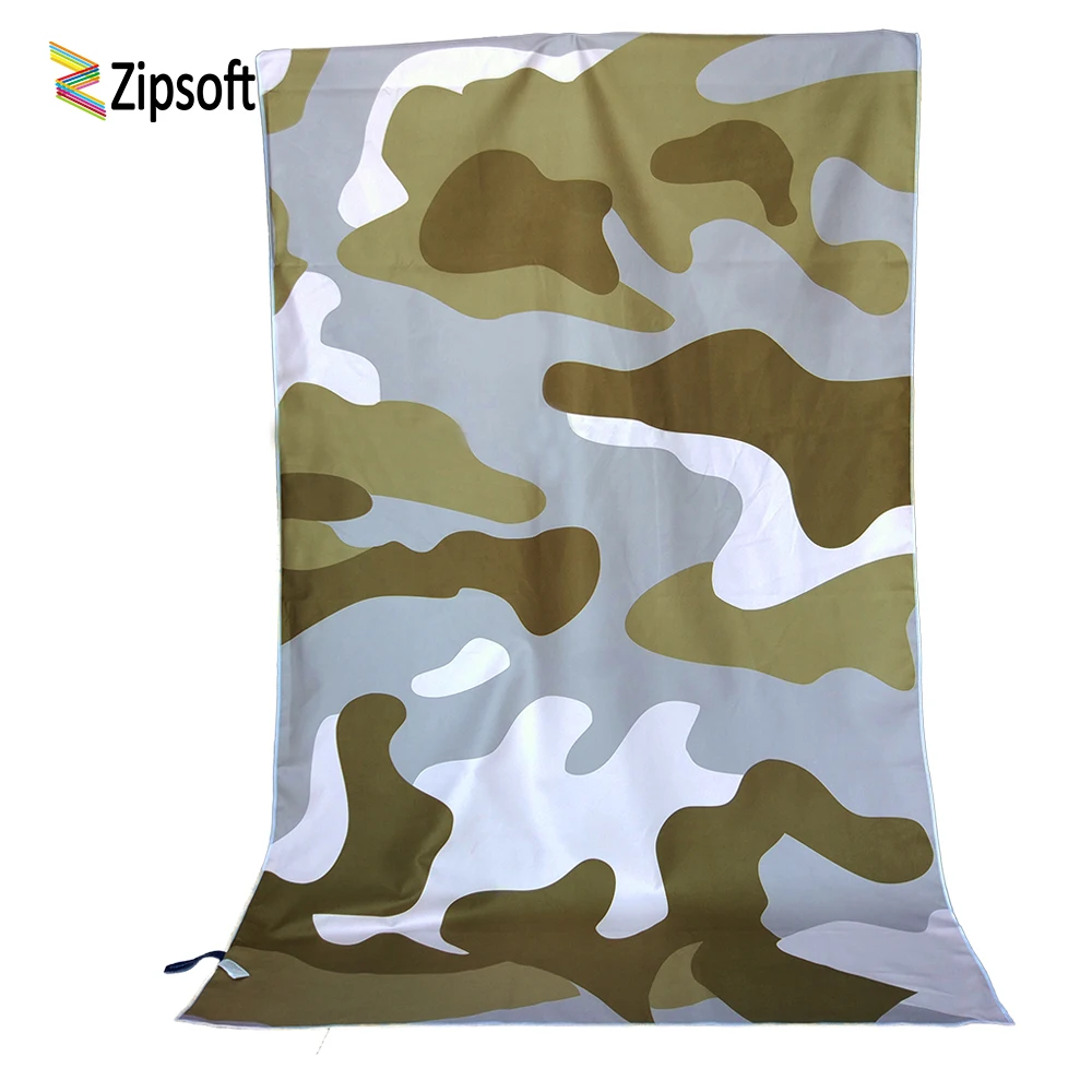 Zipsoft пляжное полотенце с принтом камуфляж большой размеры микрофибры Путешествия ткань быстрое высыхание спорта на открытом воздухе одежда заплыва кемпинг