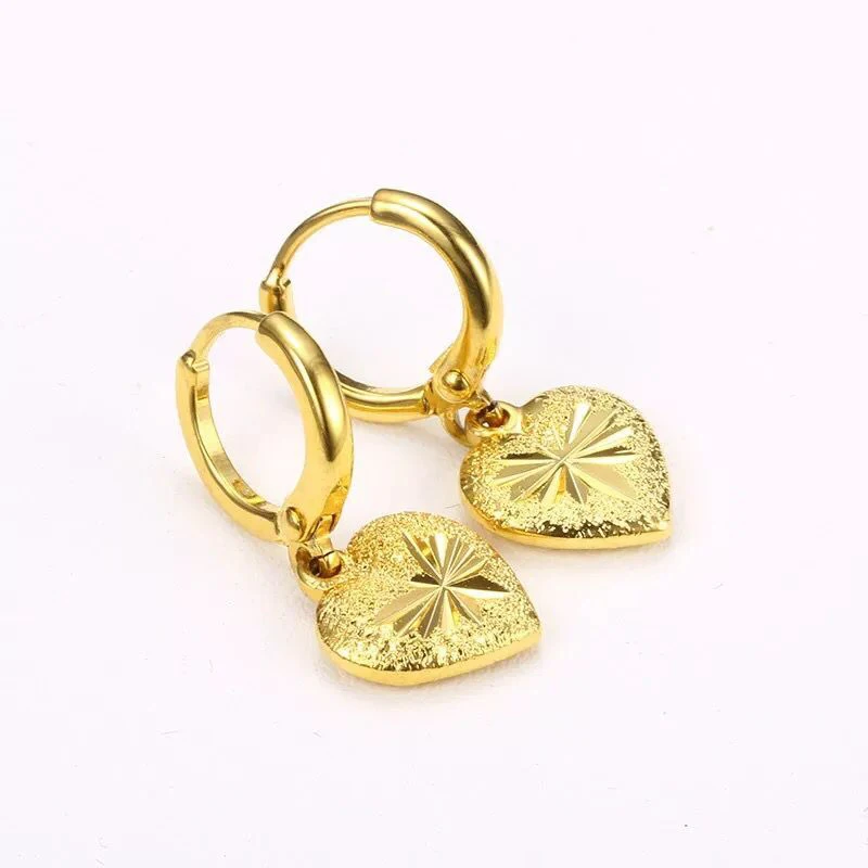 

MxGxFam Classic Heart Drop Earrings For Women 24 k Pure Gold color Embroidery Patter Lead and Nickel
