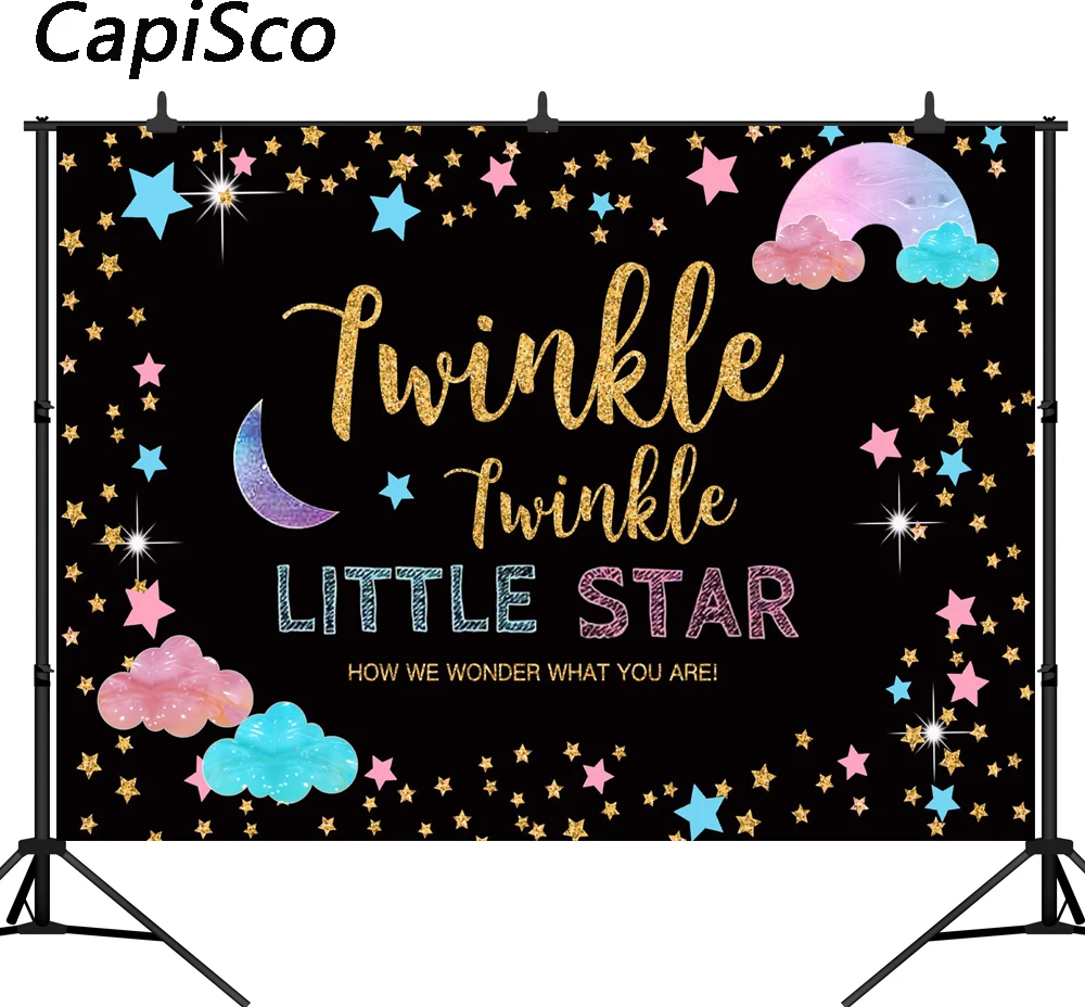 

Capisco Twinkle Twinkle Little Star Backdrops Birthday Party Baby Shower Photography Background for Cake Table Watercolor Decor