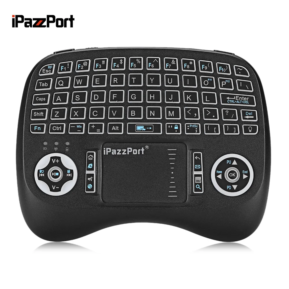 IPazzPort КП 21 т Русский/Английский Беспроводной мини клавиатура Подсветка Функция с