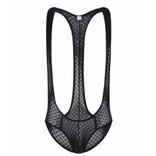 Сексуальные мужские комбинезоны ультра-тонкое нижнее белье мужские боди Мужские дышащие прозрачные боди цельный комбинезон нижнее белье