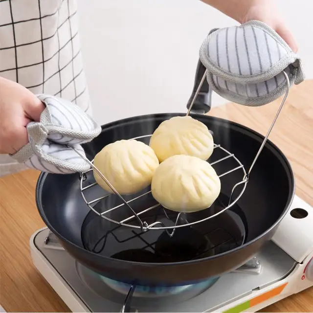 Portable Stainless Steel Steam Rack With Handle Multiple Purpose Four