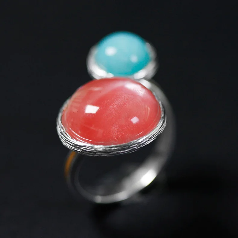 

CMAJOR Original 925 Sterling Silver Jade and Stone Candy Rings for Women Designer Lovely Fine Jewelry Handmade
