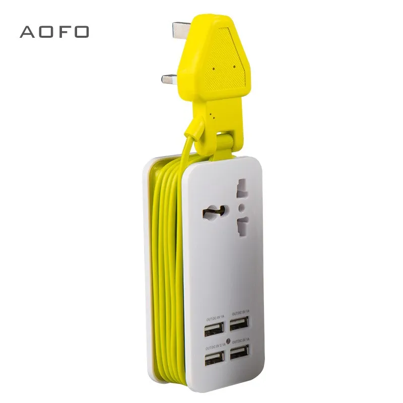 USB power board, portable travel charger socket 1.5M / 5ft power cord, universal plug wide range input 100v-240v power socket 