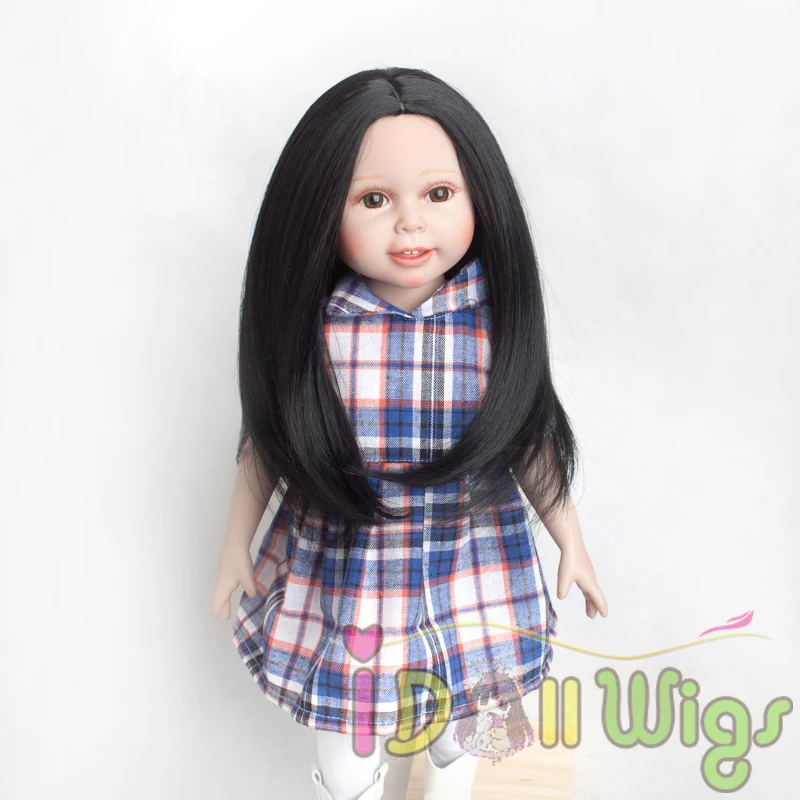 18 дюймов американская кукла парики термостойкие синтетические черные прямые кукольные волосы для куклы с головой 26 см