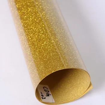 

20"x39.37"/50x100cm Gold Glitter Heat Transfer Vinyl Sheets Heat Transfer for T-shirts & Iron On Heat Press &Cricut Machines