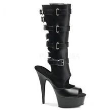 Классические черные ботинки из матовой искусственной кожи с закругленным носком на платформе пикантная обувь для походов в клуб на высоком каблуке 15 см 6 дюймовые модные сапоги выше колена