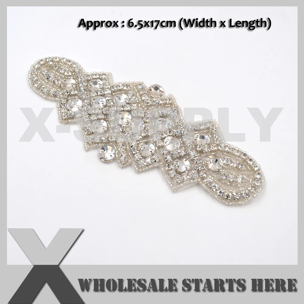 

Diamante Crystal Rhinestone Applique Patch Bridal Applique For Bag Bridal Wedding Decoration Hair Piece Garter Sash Belt Hat