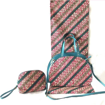 

Pretty 3pcs/set wedding/party African batik wax fabric(6yards/lot) matching with handbag and purse set FB11