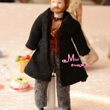 Кукла мужчина Черная курточка, джентльмен Poseable 1/12 кукольная миниатюра