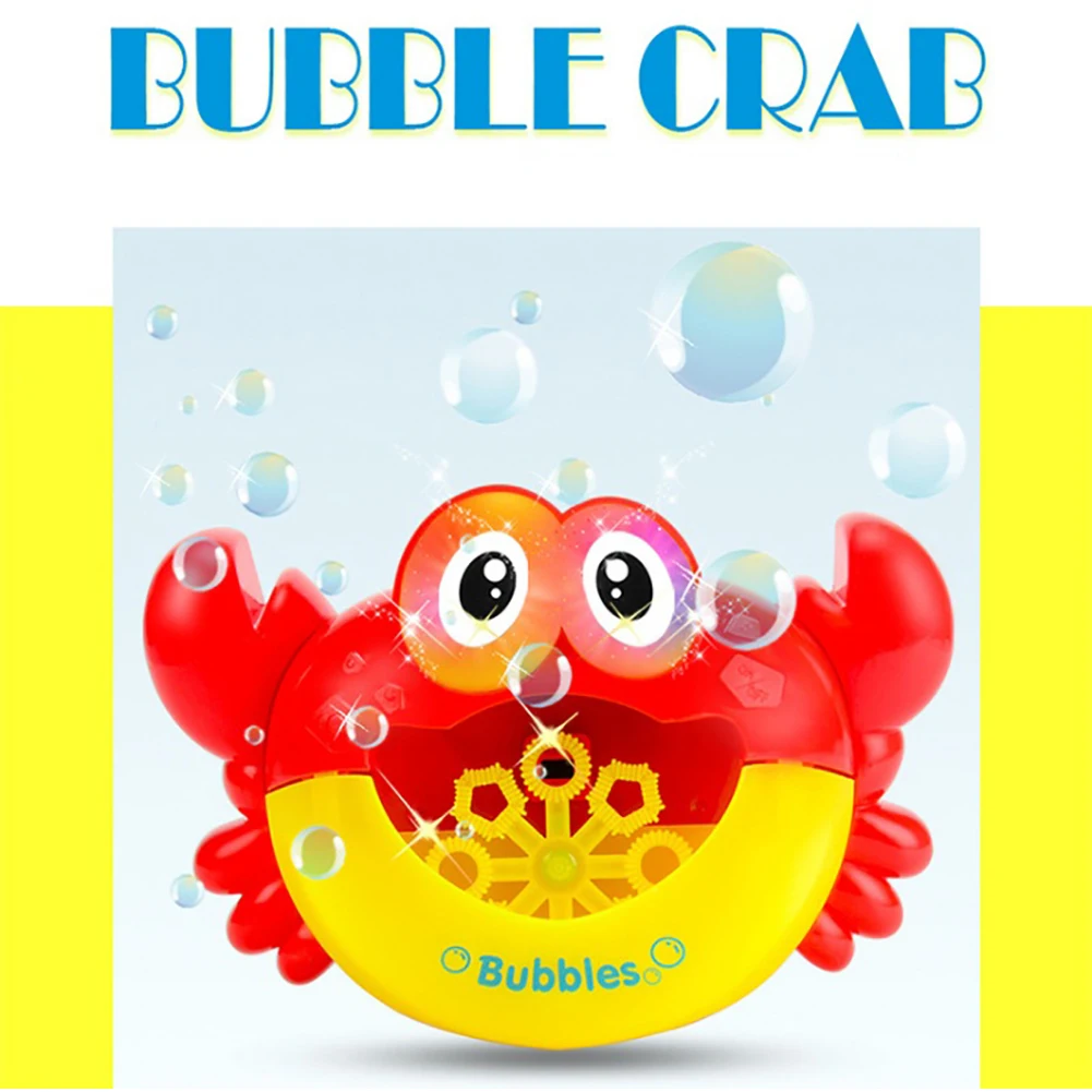 Детские устройство для мыльных пузырей Краб для ванной игрушки пластик Электрический мультфильм свет музыка забавные стиральная игрушка