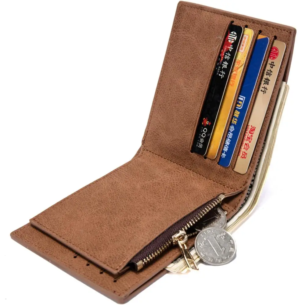 

Brand Men Wallet Short Skin Wallets Purses PU Leather Money Clips Sollid Wallet For Men Purses