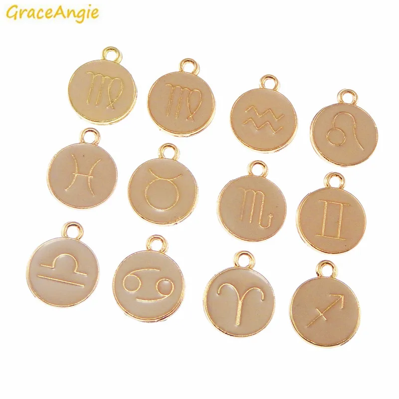 

Wholesale 40pcs Zodiac Pendant Charm constellation Jewelry Finding 15*12*1mm for Necklace Bracelet 39024 Randomly send