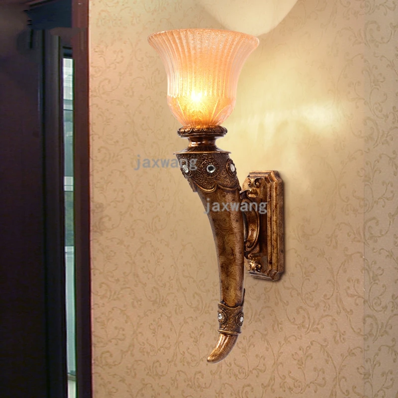 Nordic Vintage Iron Gloden LED Wall Lamp Loft Study Foyer Dining Room Retro Bedside mirror light deco European Stair Wall Lights