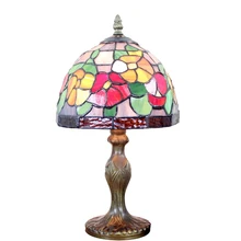 Бесплатные настольные лампы Tiffany стиль многоцветные витражные стеклянный стол светильник Средиземноморский Морской стиль спальня No.8S2562