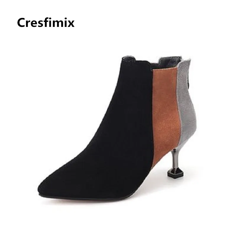 

Cresfimix bottes femme women fashion comfortable high heel ankle martin boots lady casual multi color comfortable boots c2871