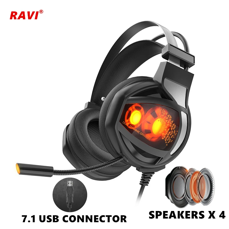 

RAVI V9 PS4 Gaming Headset Four Speakers casque Wired PC Stereo Earphones Headphones with Microphone for Laptop Tablet Gamer