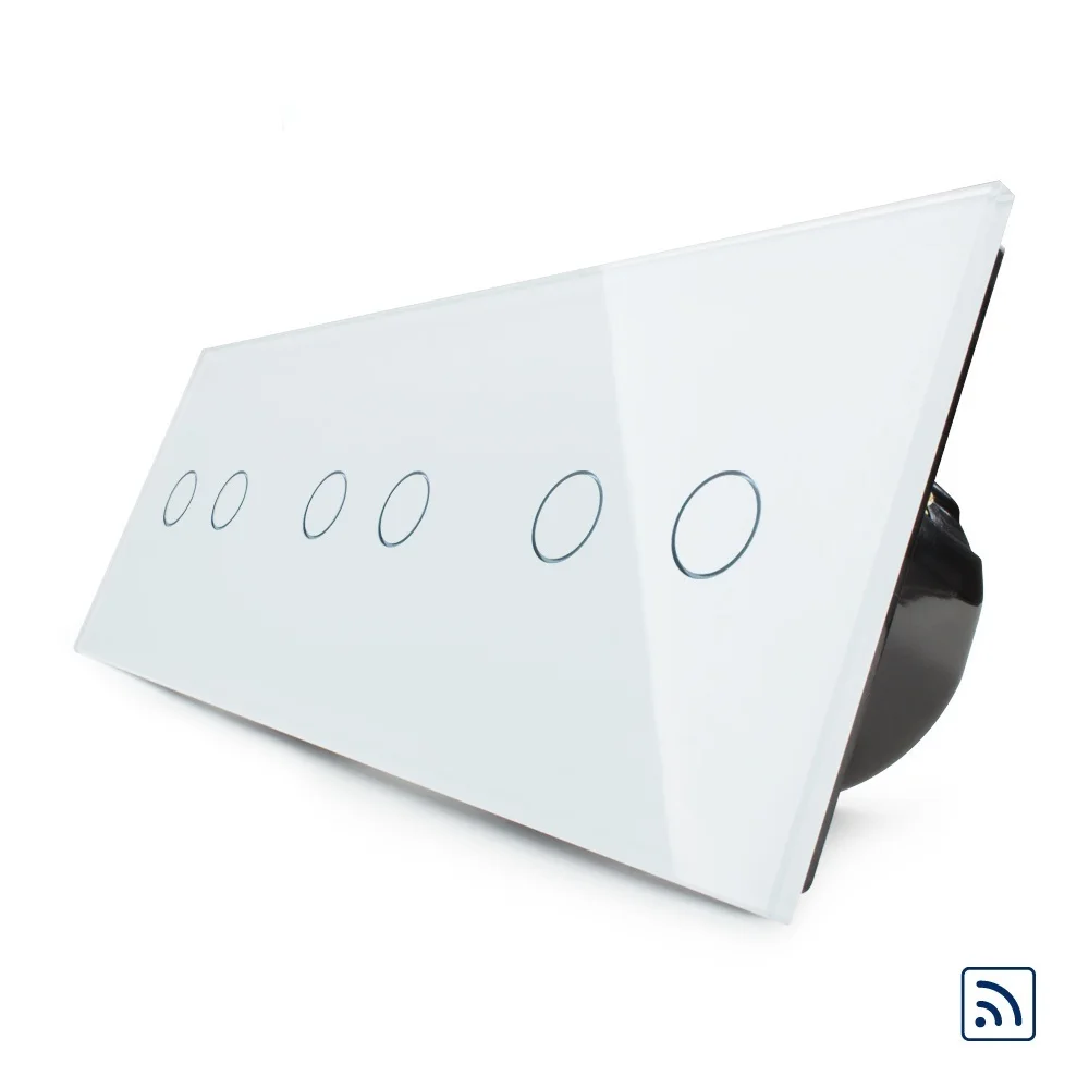 

EU Standard, Wireless Switch, Luxury Wall Triple Touch & Remote Switch, VL-C706R-11,With White Crystal Glass Panel