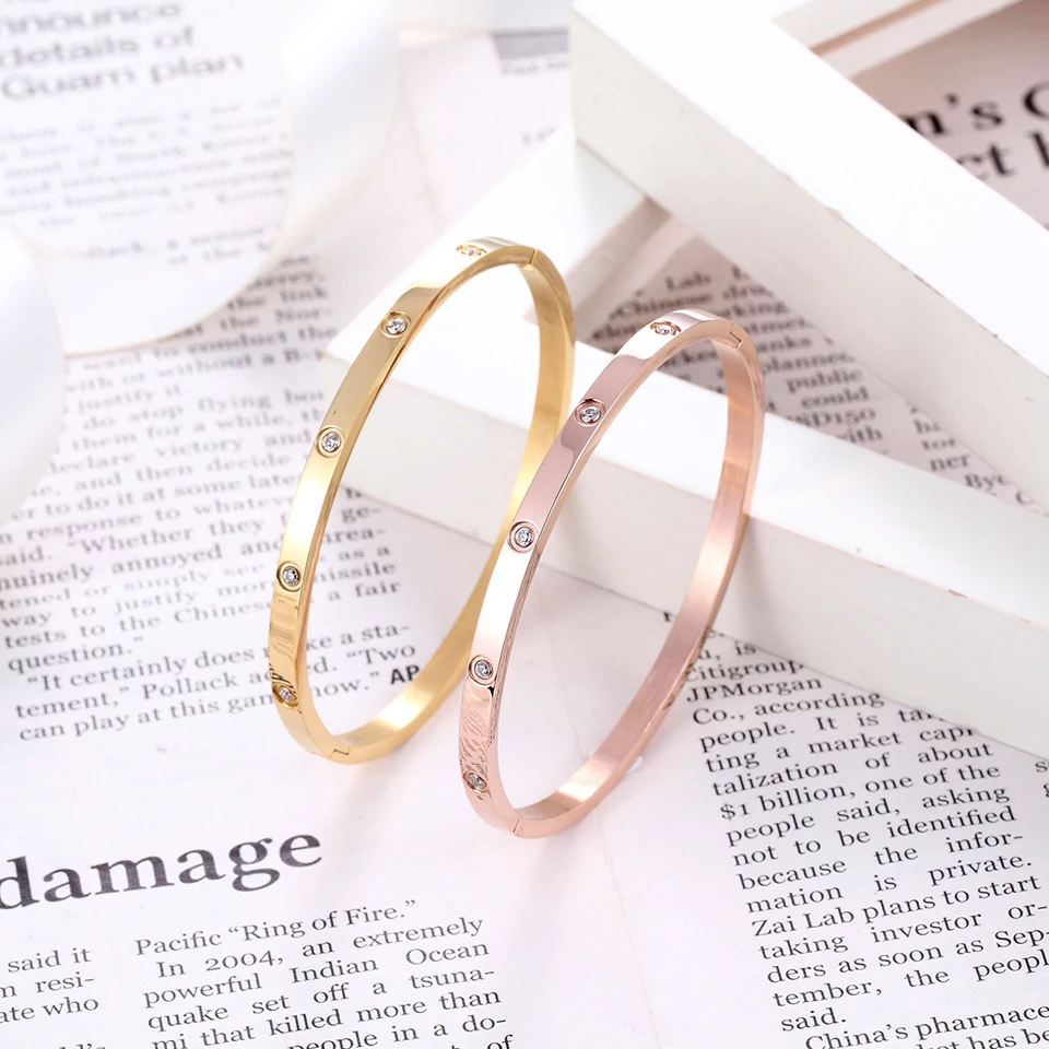 Lovers Bracelets Woman Bracelets Stainless Steel Bangles and Bangles Cubic Zirconia Golden Woman Jewelry Gifts bangle bracelet,stainless steel bracelet,zircon bracelet,zirconia bangle