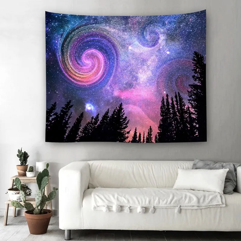 Wall Hanging Tapestry Forest Starry Night Sky Galaxy Home Decoration Tapestry For Living Roomin