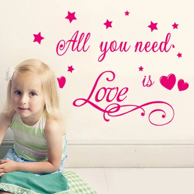 * Love Is All You Need цитата из звезд принцесса малышка любовь наклейка на стену детская