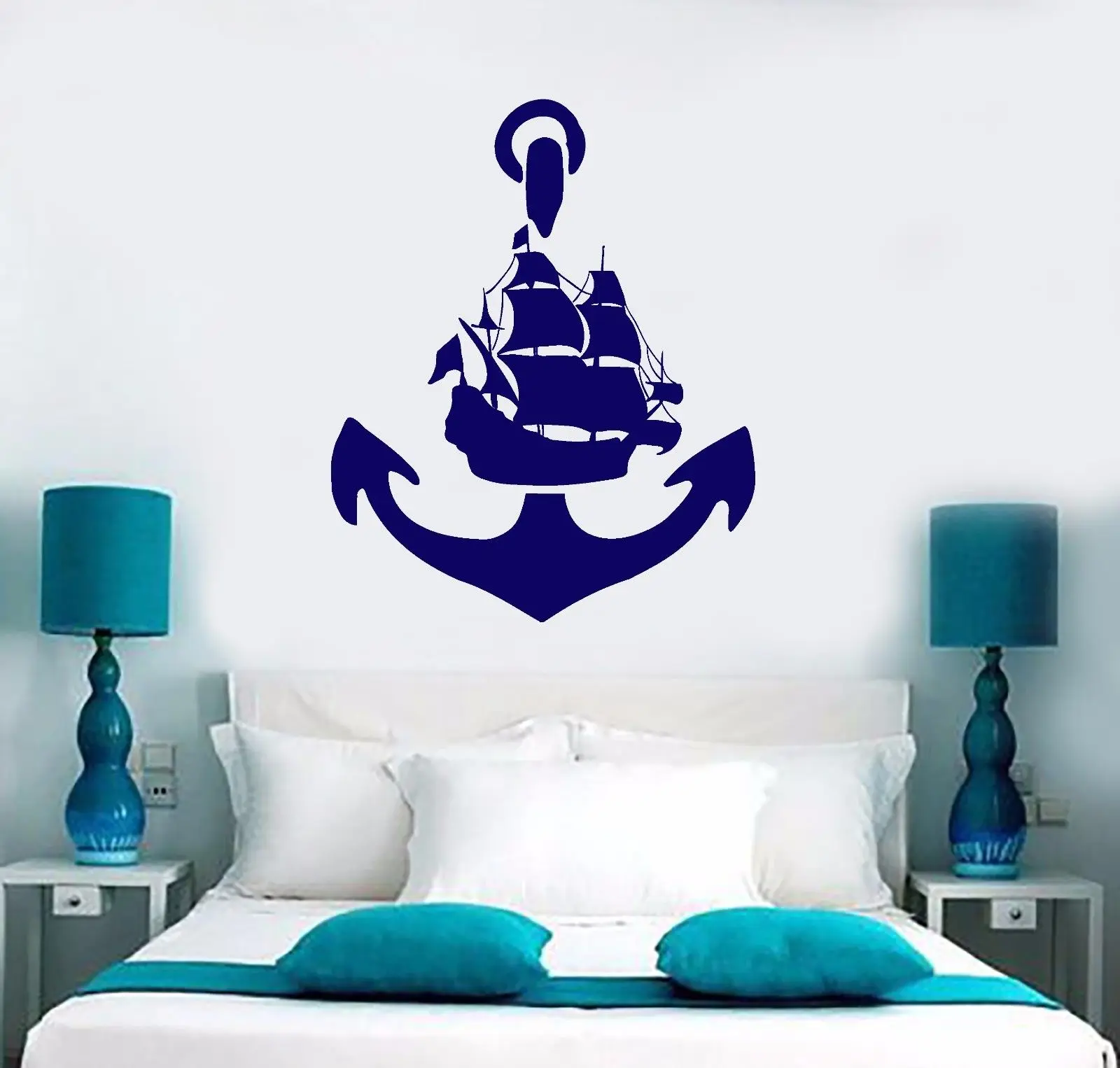 C006 2016 New Removable Wall Vinyl Decal Ocean Sea Marine Anchor Ship