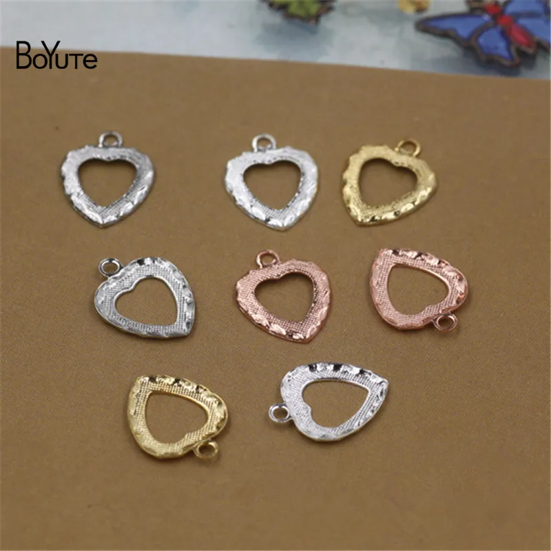 Boyute 300pcs 9*12mm Metal Brass Scrapbooking Stamping Plate Hollow Out Heart Charms For Jewelry