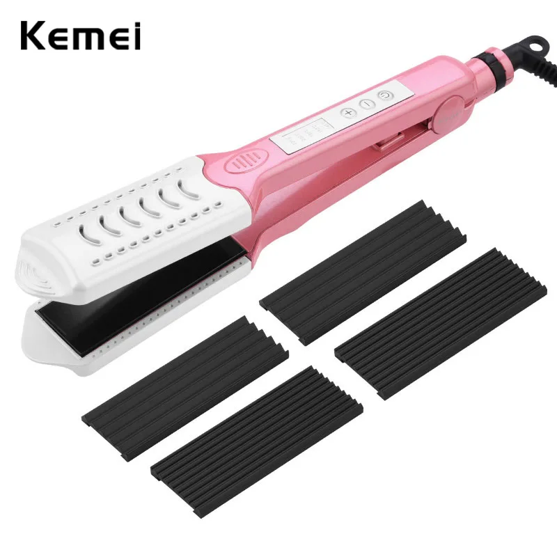 Kemei 3 в 1 для волос гофрированного железа утюжок для выпрямления кукурузы плиты волна волос, щипцы бигуди керлинг электрический выпрямитель