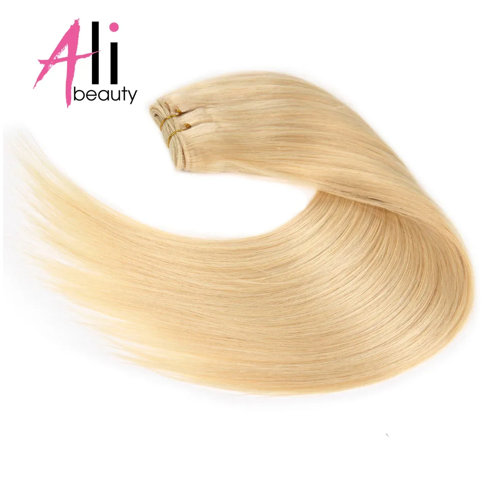 

Ali-Beauty #613 Straight Blonde Human Hair Weave Brazilian Remy Human Hair Extensions 18-26" Weft