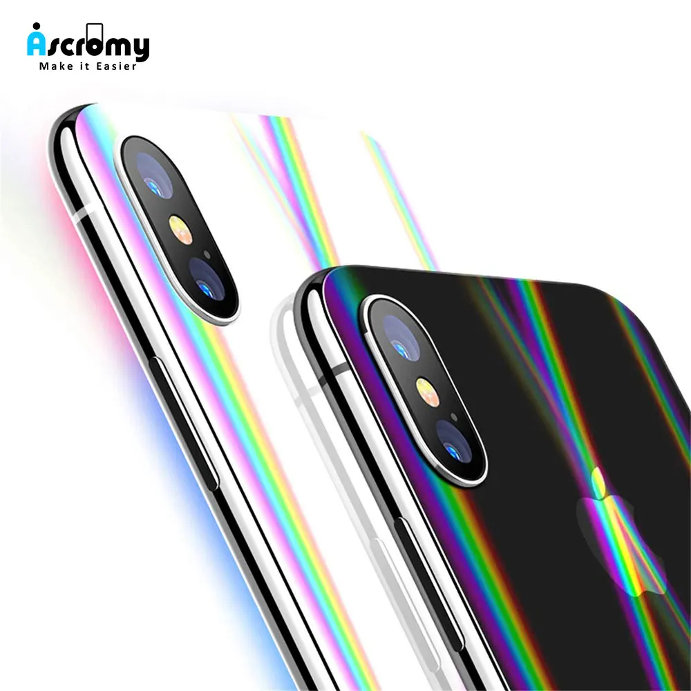 Ascromy Aurora Gradient Transparent Back Film Protection for iPhone Xs Max X S XR 8 Plus 7 6 6S Screen Protector ScreenProtector (2)