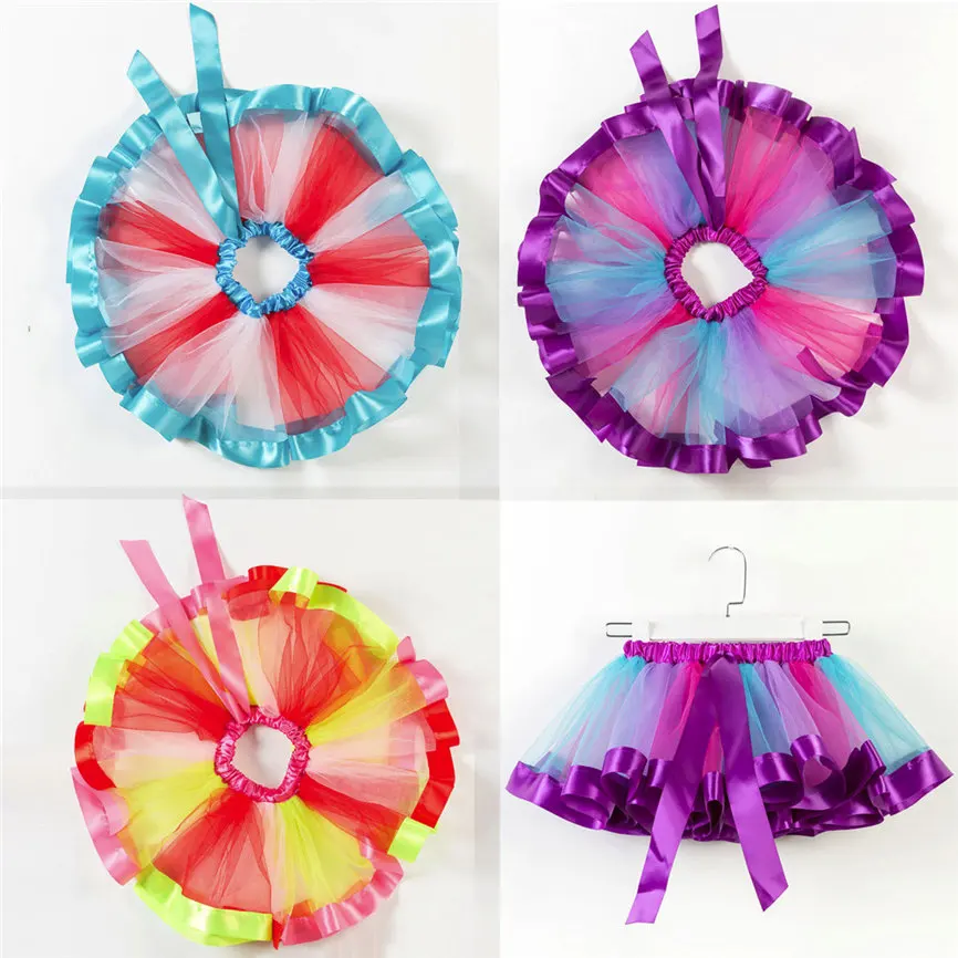 

2018 Princess Bust Skirt Girls Kids Tutu Tulle Party Dance Ballet Toddler Rainbow Baby Costume Skirt Sports Suit Dropshipping