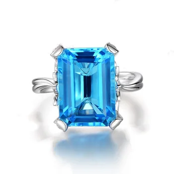 

Topaz Blue 2 Carat Diamond Sapphire Rings Anillos wedding Bizuteria Bague bule topaz Gemstone Jewelry for Women Ring Bizuteria