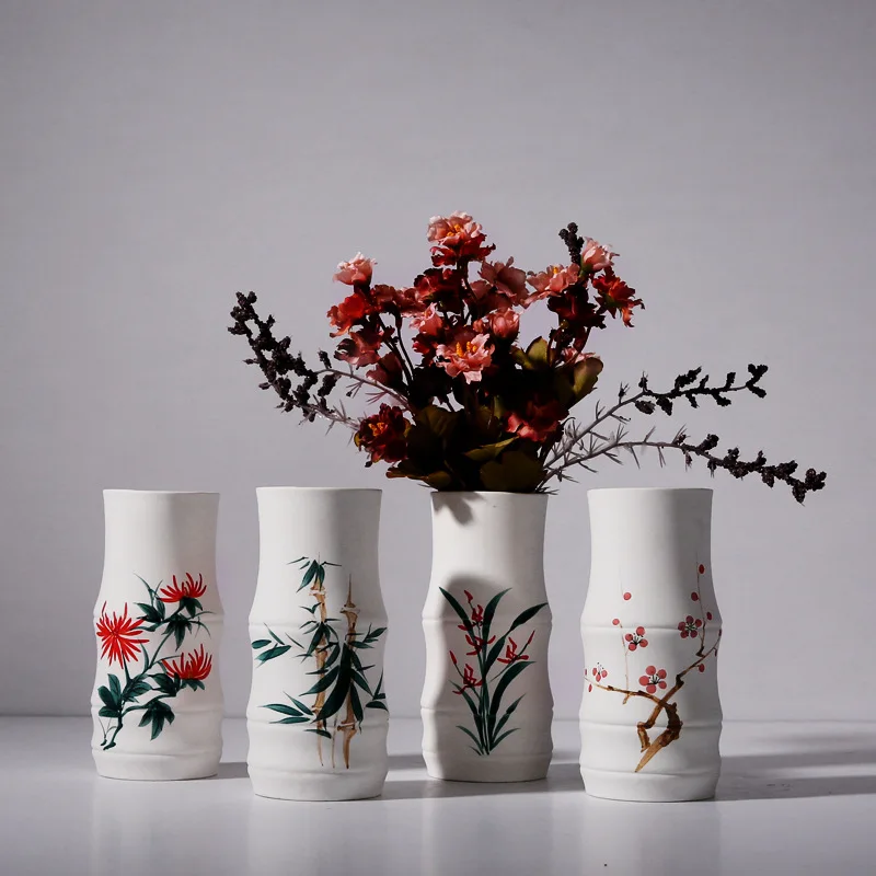 

Home Decoration Christmas Flower Print Vase Ceramic Tabletop Flower Vases For Decoration Living Room Flower Pot Water Plant Vase
